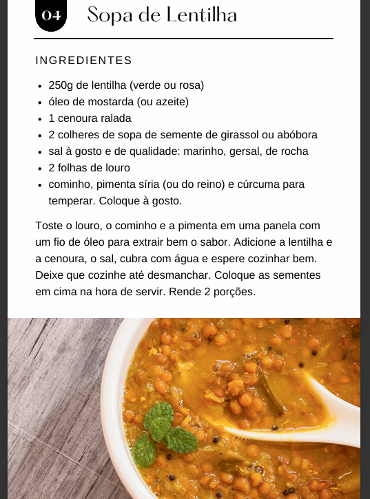 Sopa de lentilha ayurvédica